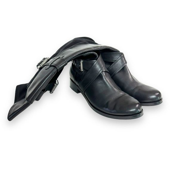 COLE HAAN Riding Boot Sz 8.5 Whitley Black Leather NikeAir Tall Knee High Buckle - Picture 11 of 14